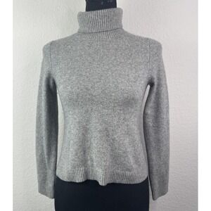 L.L.Bean 100% Cashmere Turtleneck Sweater Women's XS Gray Quiet Luxury Preppy